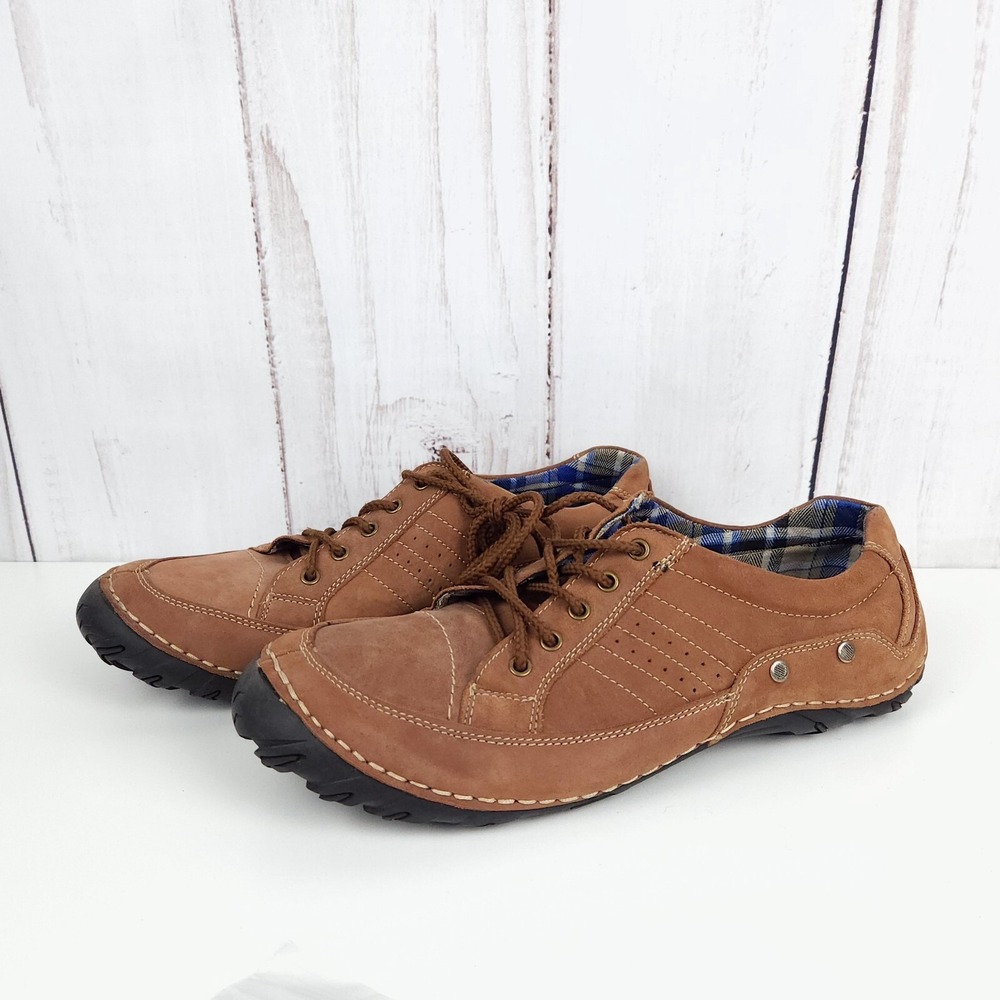 Muk Luks Jack Mens 13 Sneakers Brown Leather Lace Up Water Resistant Casual Shoe